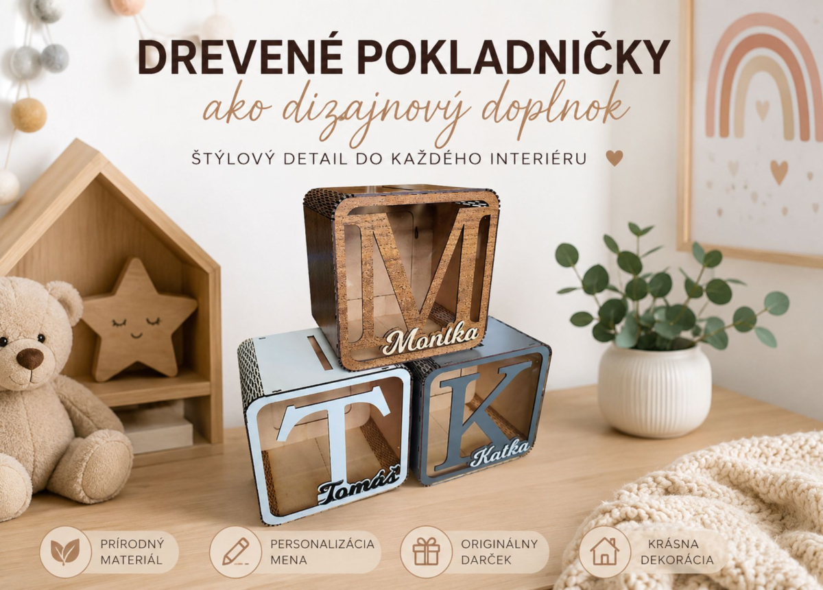 Drevené pokladničky ako dizajnový doplnok - detail, ktorý oživí celý interiér