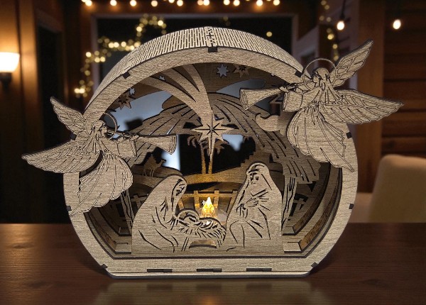 Exkluzívny drevený betlehem s anjelmi