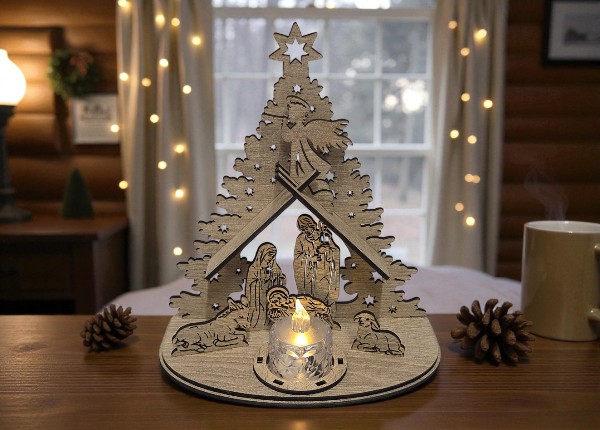 Drevený betlehem – Vianočná dekorácia so Svä­tou rodinou