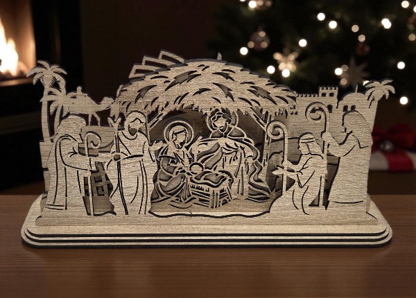 Rustikálny drevený betlehem