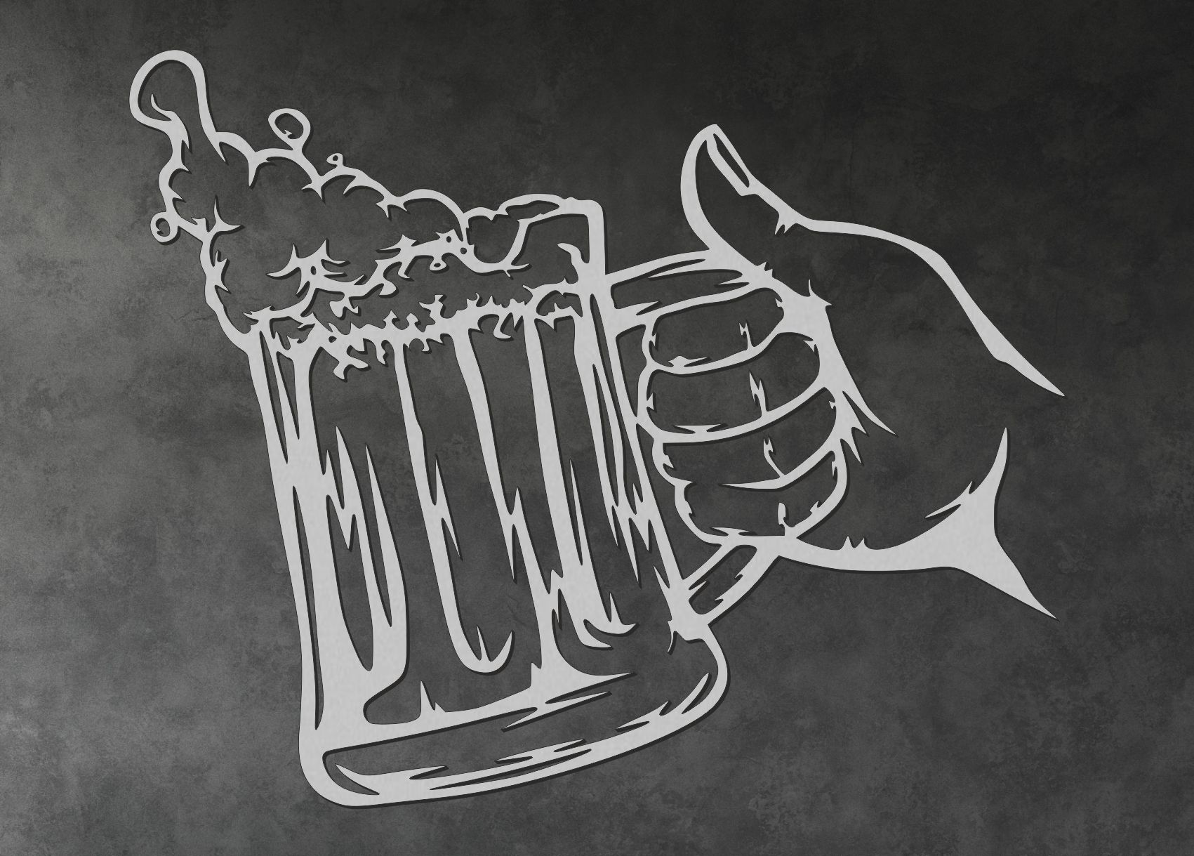 Pivný pohár v ruke – Drevený obraz na stenu