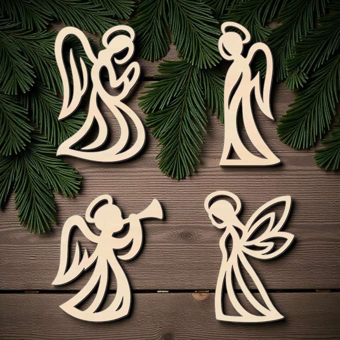 Drevená vianočná ozdoba – Anjeliky