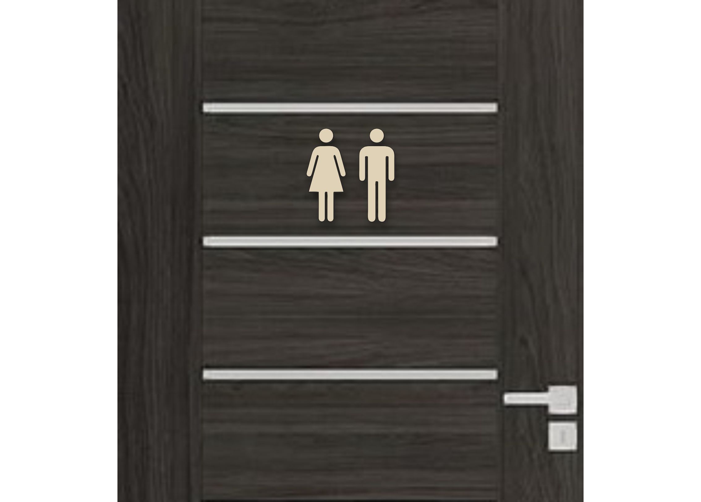 Drevená tabuľka na WC - žena a muž symbol
