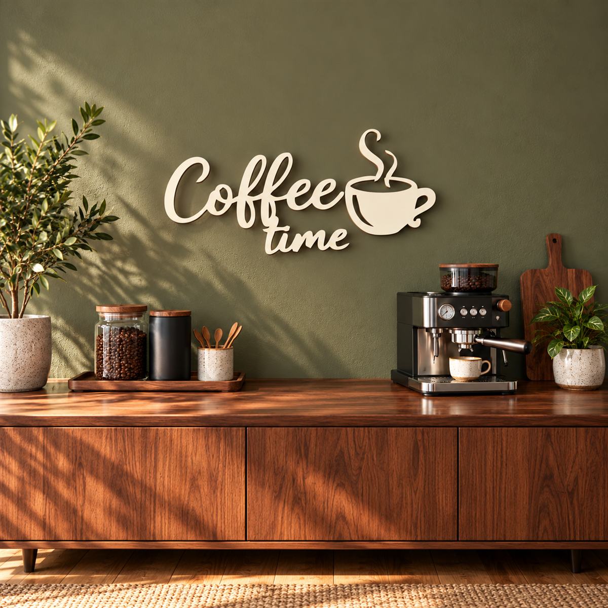 Drevený nápis na stenu – Coffee time