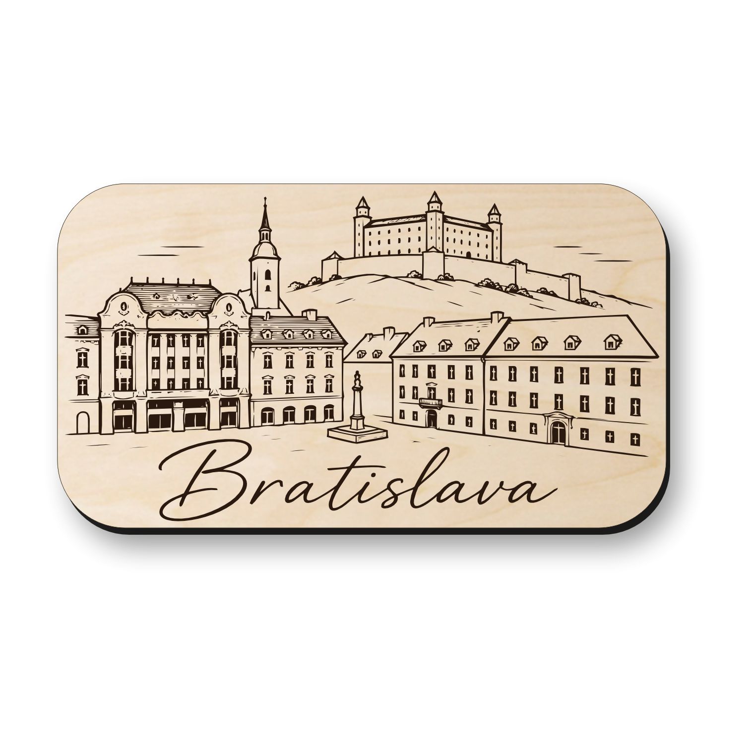 Drevená magnetka Bratislava - Staré Mesto a Bratislavský hrad