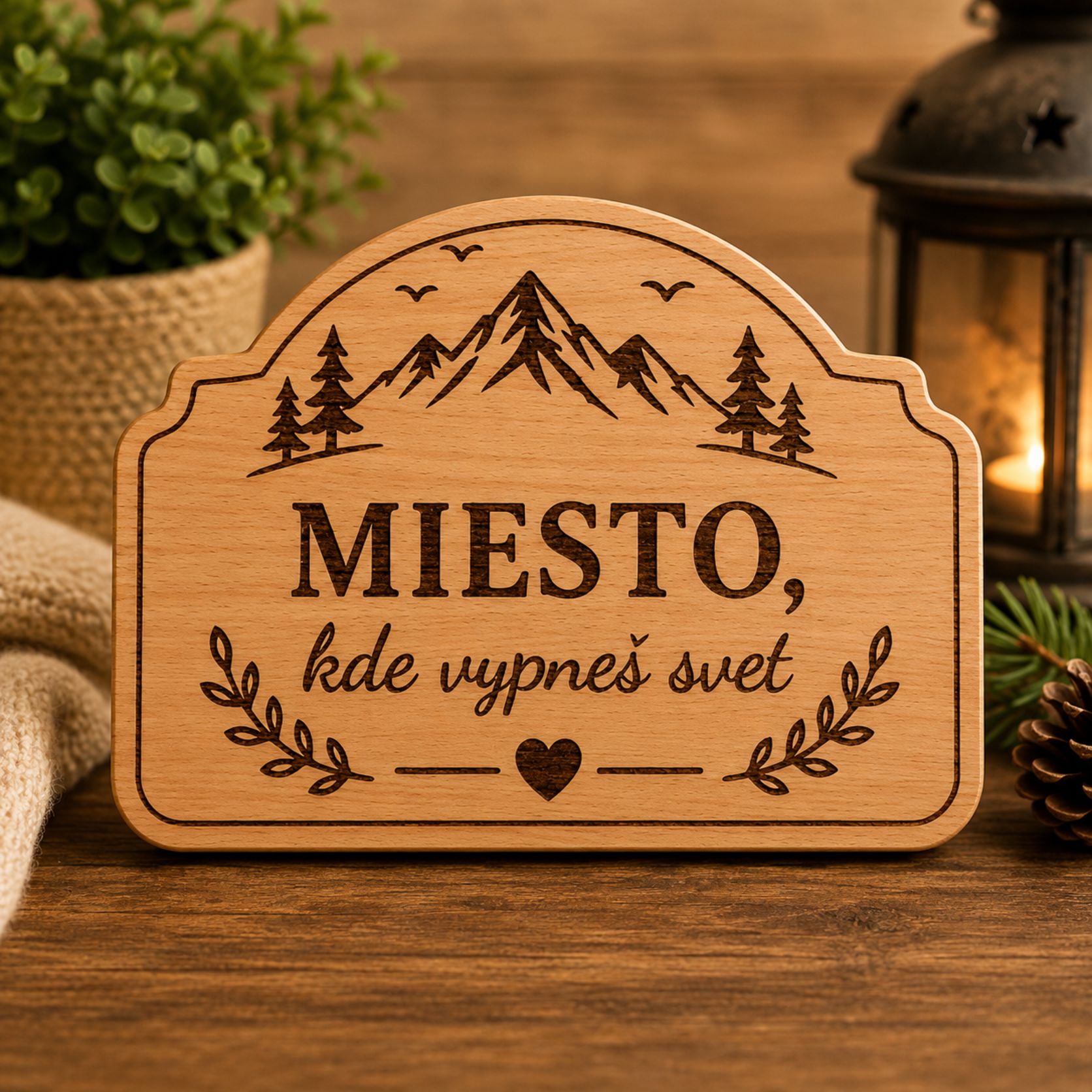 Drevená tabuľka na chatu - Miesto, kde vypneš svet