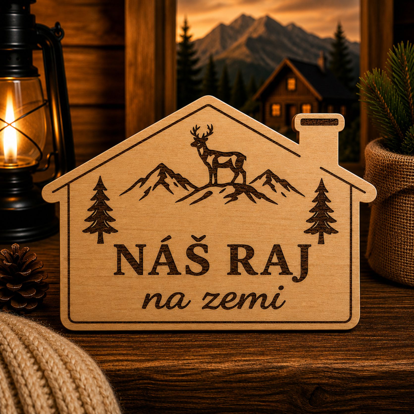 Drevená tabuľka Náš raj na zemi - dekorácia na stenu