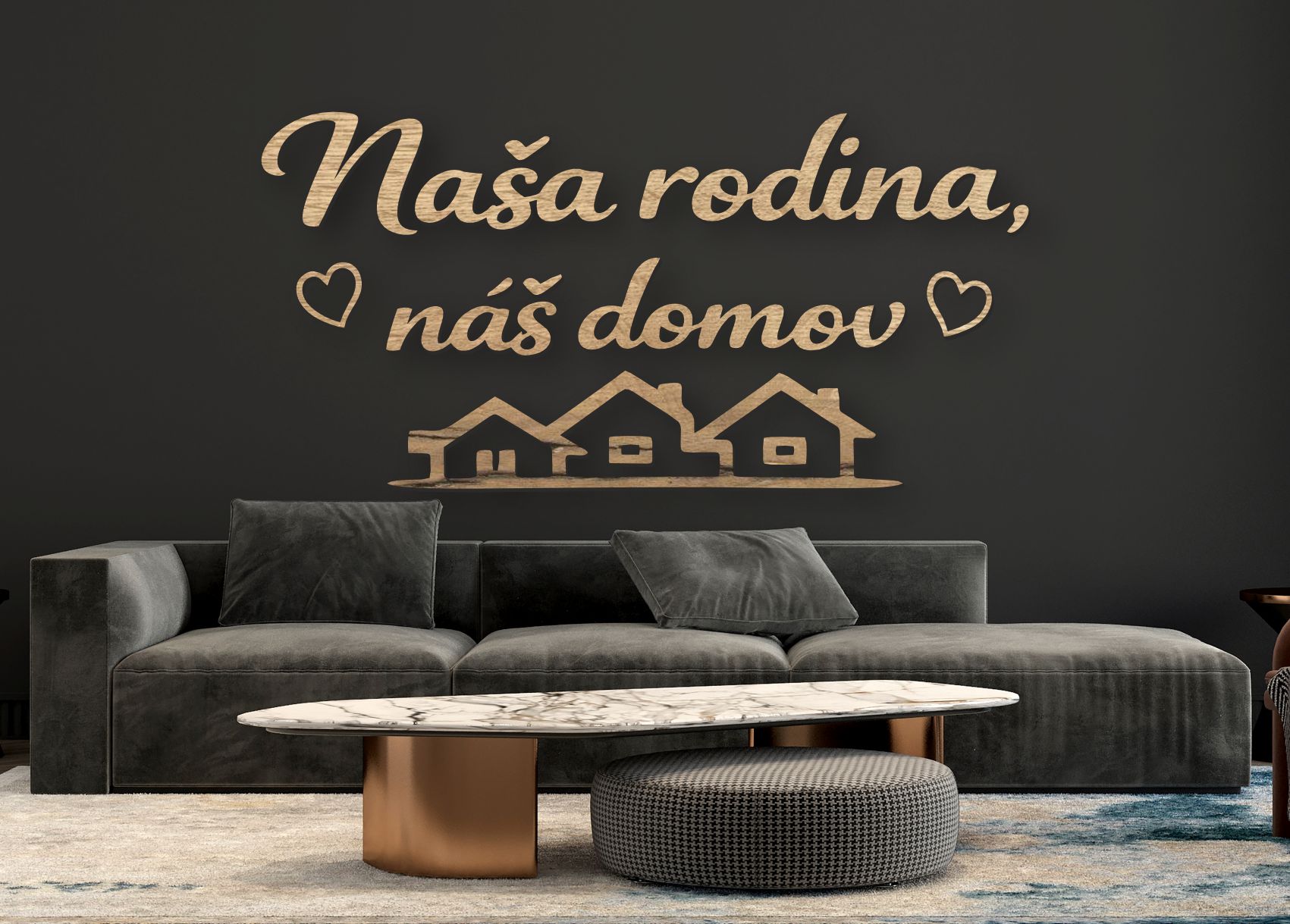 Drevený citát na stenu – Naša rodina, náš domov