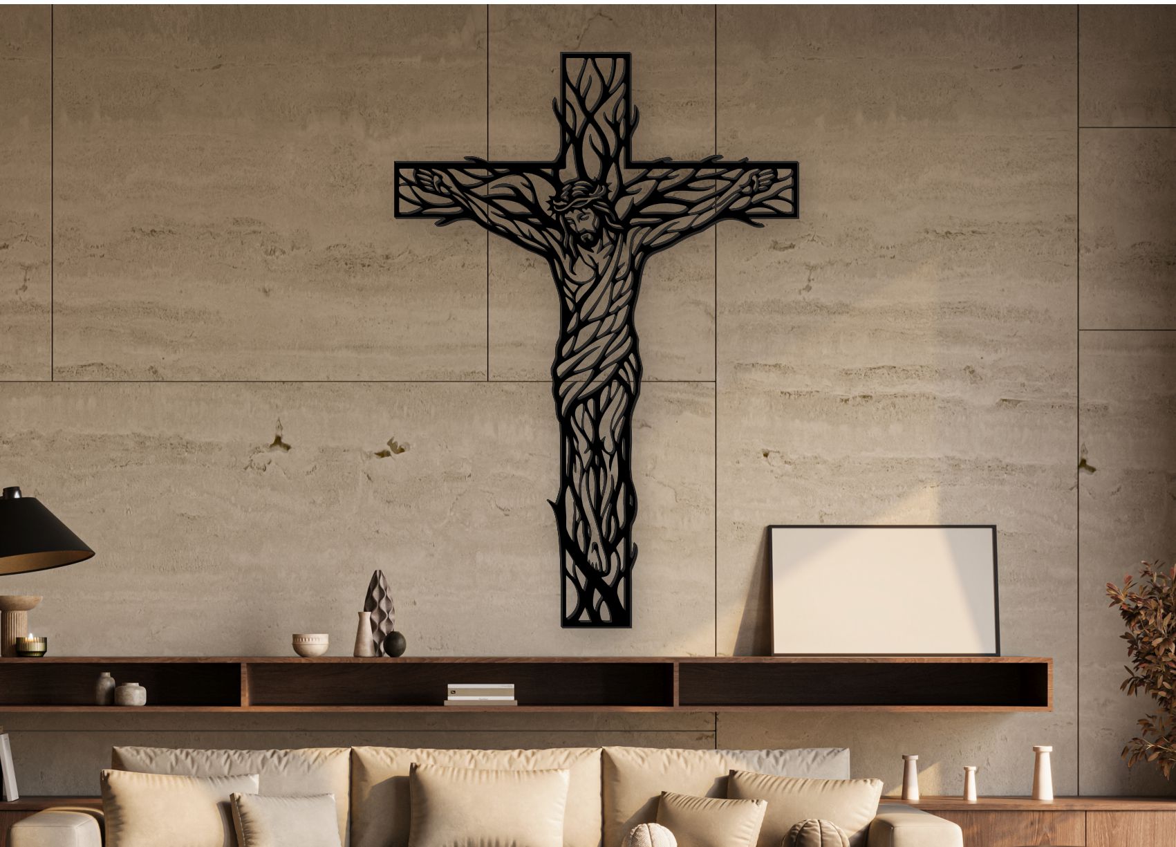 Drevený obraz na stenu - Ježiš na kríži