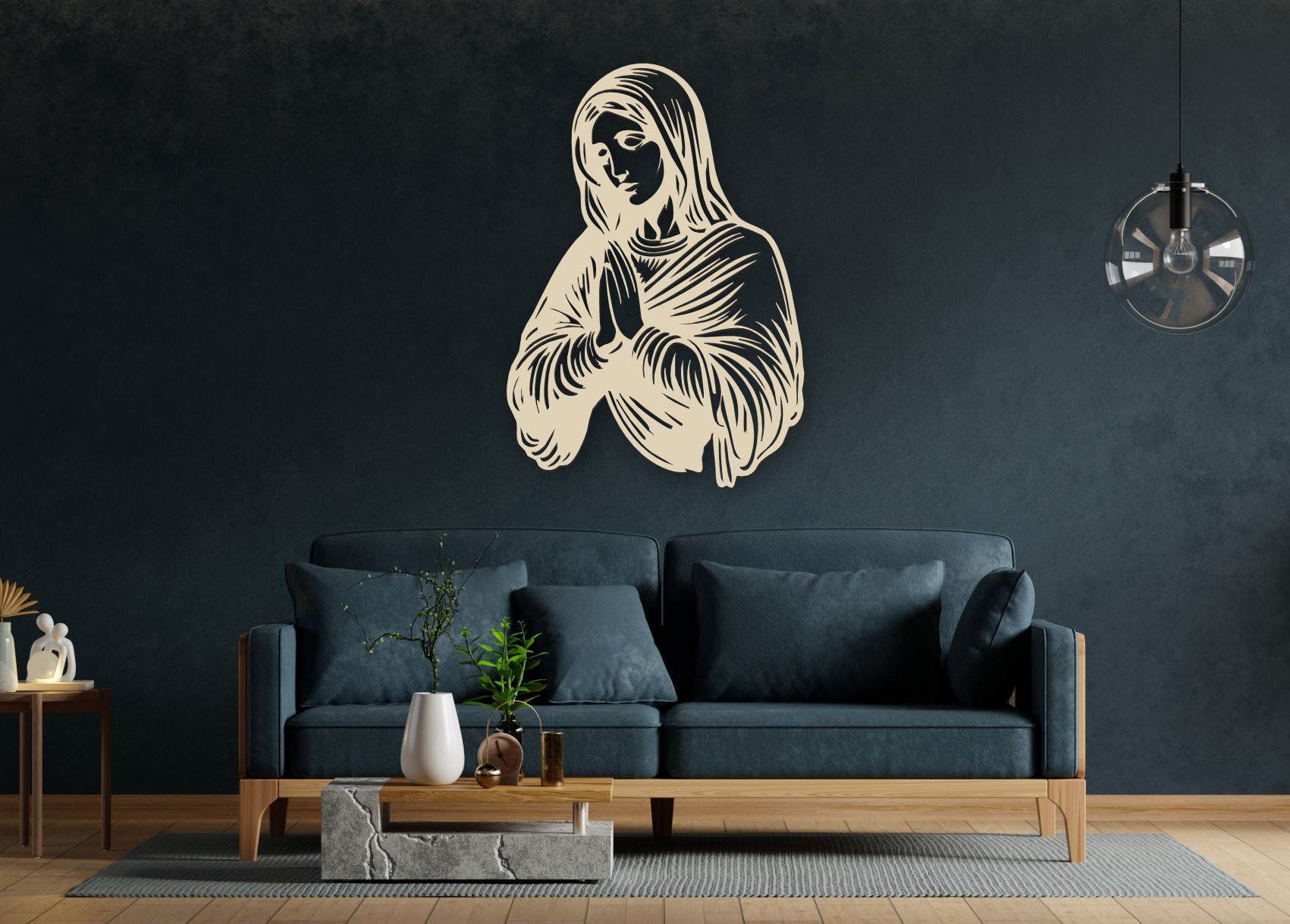 Drevený obraz na stenu - Panna Mária v modlitbe