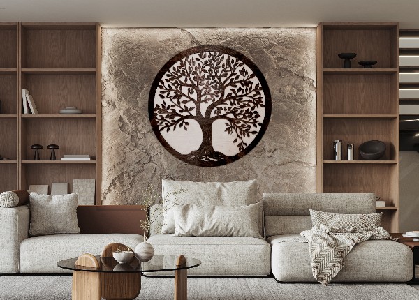 Drevený strom života Premium – dvojvrstvové prevedenie (orech + prírodné drevo)