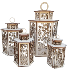 Drevený lampáš - Kvety