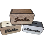 Drevená 3D pokladnička s menom alebo nápisom