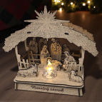 Drevený vyrezávaný betlehem – So strieškou