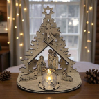 Drevený betlehem – Vianočná dekorácia so Svä­tou rodinou