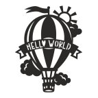 Drevený obrázok do detskej izby – Balón Hello World