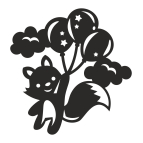 Drevený obrázok do detskej izby – Líška s balónikmi