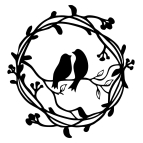 Drevený obraz – Vtáčiky v kruhu z konárikov