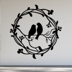 Drevený obraz – Vtáčiky v kruhu z konárikov