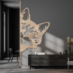 Drevený obraz – Mačka vykúkajúca spoza rohu