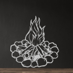 Kempingový oheň – Drevený obraz na stenu s motívom táboráku