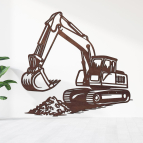 Drevený obraz na stenu – Bager pri práci