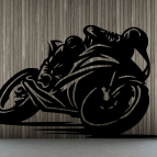 Drevený obraz na stenu – Motorkár v plnej rýchlost
