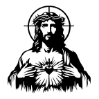 Drevený obraz na stenu – Ježiš Kristus so Srdcom