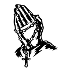 Drevený obraz na stenu – Modliace sa ruky s ružencom