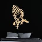 Drevený obraz na stenu – Modliace sa ruky s ružencom