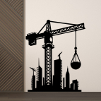 Drevený obraz na stenu – Žeriav na stavbe