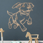 Drevený obraz – Bežiaci psík