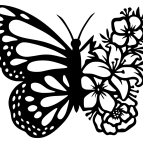 Drevený obraz – Motýľ s kvetmi