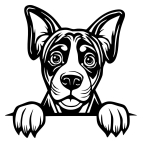 Drevený obraz – Psík pri okraji