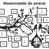 Drevený fotorámik na stenu – Rodinný strom so vtáčikmi