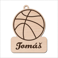 Drevená kľúčenka - Basketbalová lopta s menom