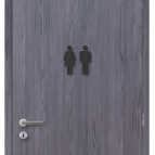 Drevená tabuľka na WC - žena a muž symbol