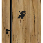 Drevená tabuľka na WC - žena na toalete