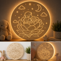 Detská LED lampa – Dievčatko v pivónii
