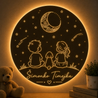 Detská lampa na stenu s menami - Súrodenci pod hviezdnou oblohou