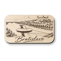 Drevená magnetka Bratislava - UFO Most SNP a Bratislavský hrad