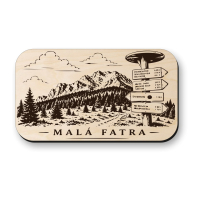 Drevená magnetka Malá Fatra - turistický smerovník a horská krajina
