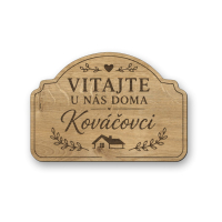 Drevená personalizovaná tabuľka - Vitajte u nás doma