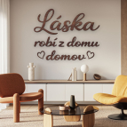 Drevený citát na stenu – Láska robí z domu domov