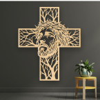 Drevený obraz na stenu - Ježiš s tŕňovou korunou v kríži