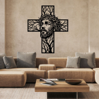 Drevený obraz na stenu - Ježiš s tŕňovou korunou v kríži