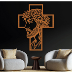 Drevený obraz na stenu - Ježiš na kríži profil drevo