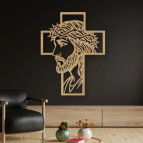 Drevený obraz na stenu - Ježiš na kríži profil drevo