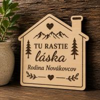 Personalizovaná drevená tabuľka domček XL - Tu rastie láska