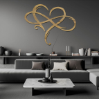 Drevený svadobný obraz – Jemné prepletené srdcia